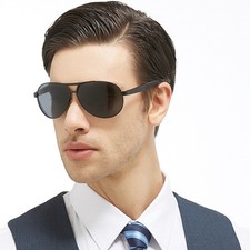 Retro HD Polarized Sunglasses Men Pilot Metal Outdoor Driving Eyewear Glasses 9