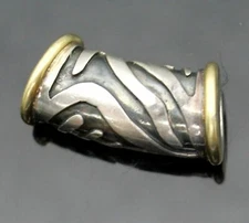 DEBORAH ARMSTRONG & CO 14K YELLOW GOLD ACCENT STERLING SILVER SLIDE PENDANT