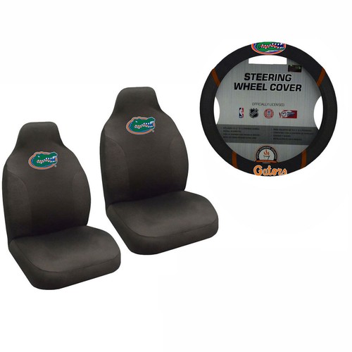 New NCAA Florida Gators Car Truck Front Seat Covers & Steering Wheel