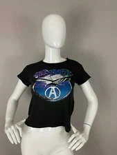 Junk Food Womens Graphic Logo Aerosmith Graphic T-shirt Crop Top Size M