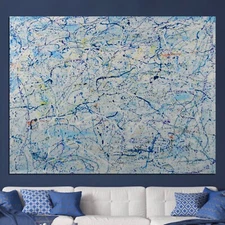 Pollock/Richter style Professional Painting 81” X 62”(6ft 9in)Abstract Modern XL