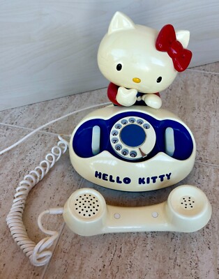 Hello Kitty Dial Telephone Retro Vintage 1976 SANRIO Blue Japan