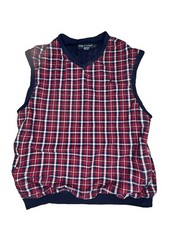 Polo Golf Vintage Ralph Lauren Plaid Vest, Red  Navy Blue Plaid, Medium