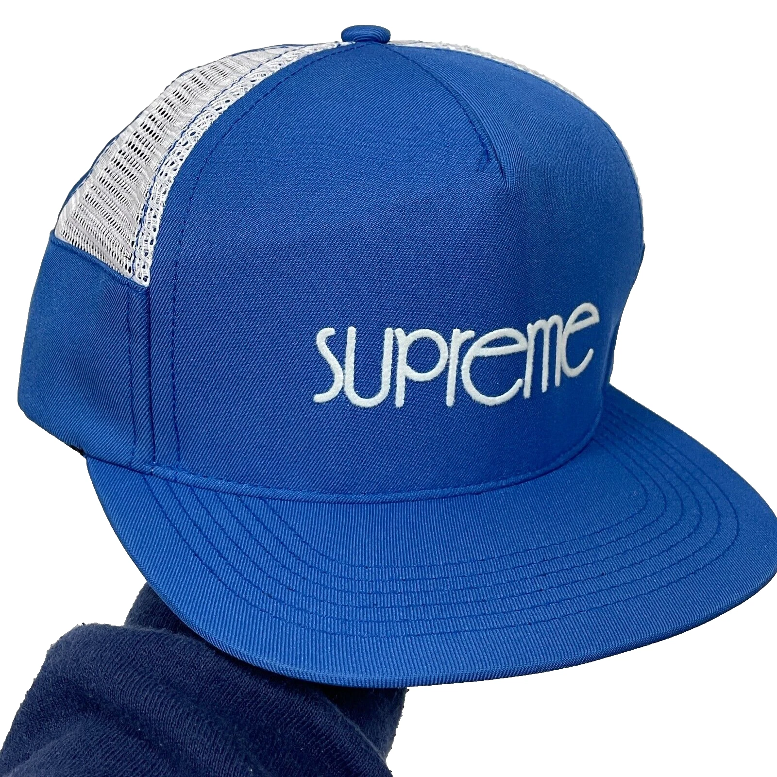 Casquette chapeau camionneur SUPREME originale maille bleu AUREUS 5 PANNEAUX