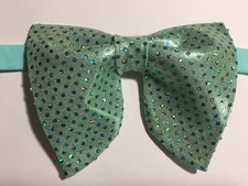 Handmade Oversized Mint Sparkle Bow tie Vintage style 70s Wedding Prom Gift