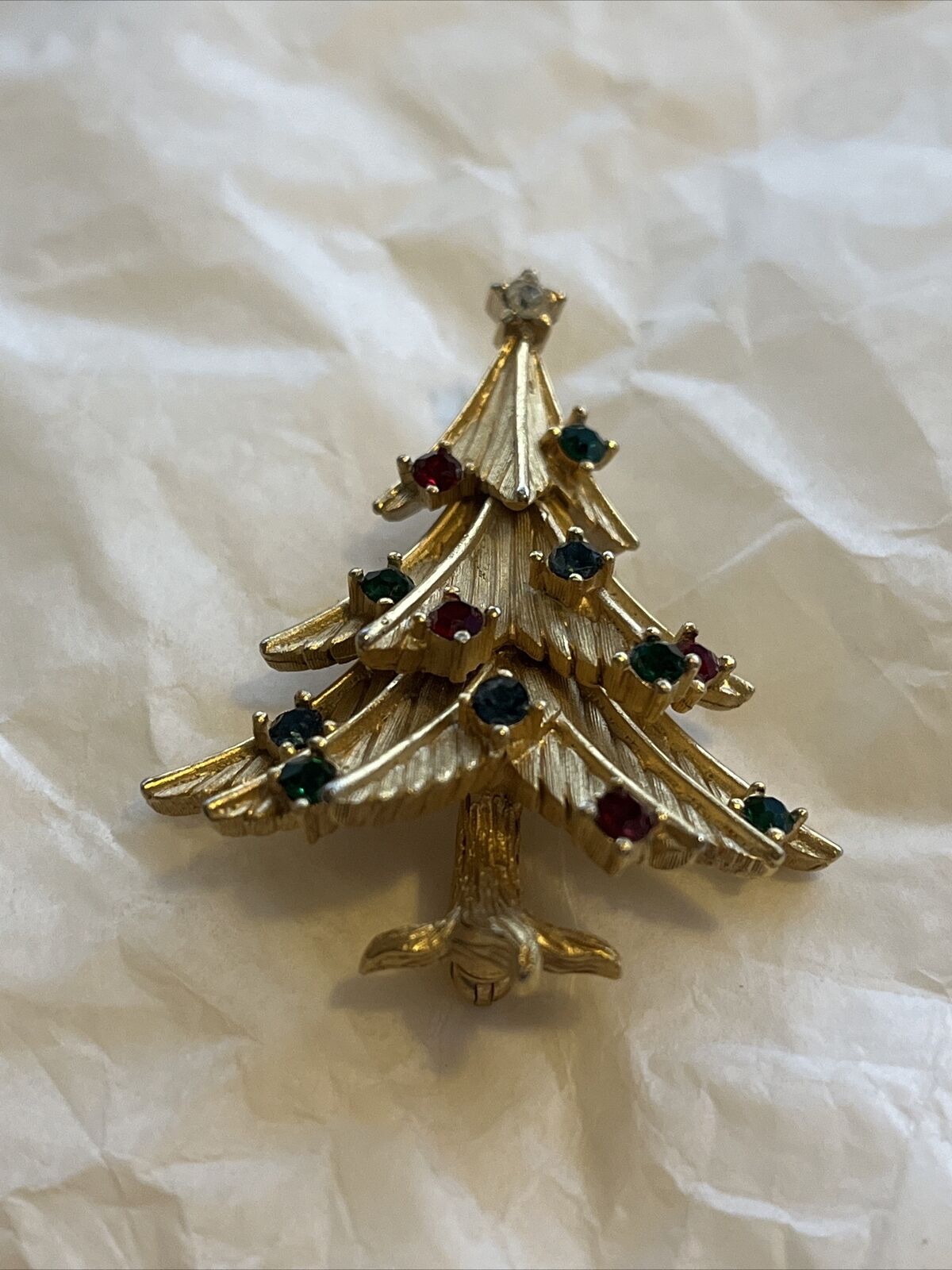 Crown Trifari Christmas Tree Pin Brooch Vintage - image 1