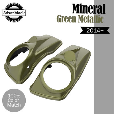 For Harley 14+ Advanblack 8'' Saddlebag Speaker Lids MINERAL GREEN METALLIC