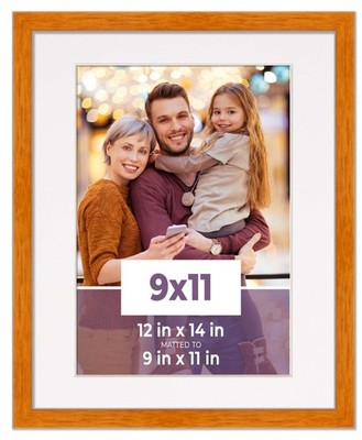 9x11 Frame Honey Pecan With White Picture Mat For 9x11 Photo - Honey Pecan 12x14