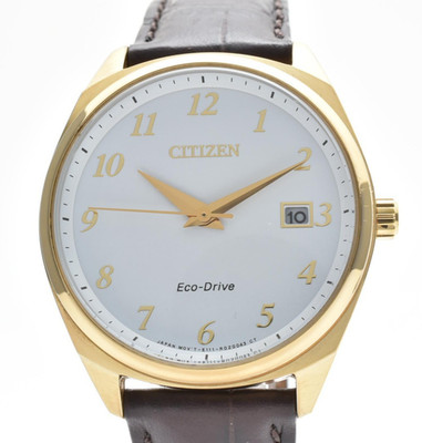 [Near Mint/Box] Citizen Eco-Drive E111-R006720 White Dial Gold Men's Watch JAPAN