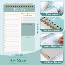 To Do List Notepad, Undated Daily Planner A5 Spiral To Do List - PURPLE