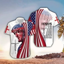 Jesus Is My All My Life My Everything American Flag Hawaiian Shirt   Christian H