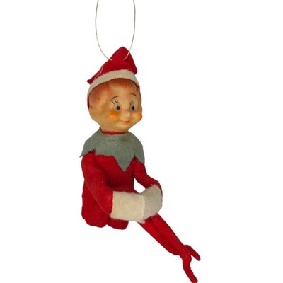 VTG Pixie Elf Knee Hugger Ornament Red 1960s Christmas Elf On Shelf 