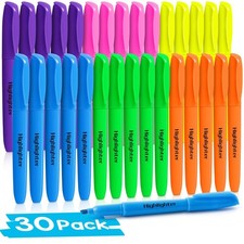 30 Pack Highlighters, 6 Assorted Colors, No Bleed, Soft Chisel Tips, Office  Sc