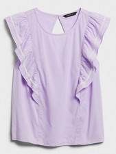 Banana Republic Embroidered Ruffle Blouse Women S Petite Lavender Open Back Boho