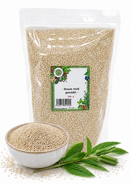500 G Sesam Sesamsaat Sesamsamen Weiß GeschäLt - 1A QualitäT-image