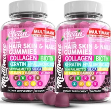 Clean Nutraceuticals Biotin Collagen Keratin Gummies Hair Skin Nails Vegan