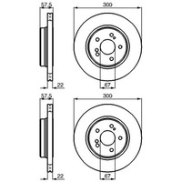 2X Bosch Bremsscheiben Ø300Mm Hinten Passend FÜR MERCEDES-BENZ 124 E-KLASSE SL