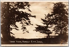 1936 FOREST CITY, Iowa Real Photo RPPC Postcard "LAKE VIEW" #402 / IA Cancel