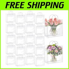 Clear PVC Gift Bags 50pcs 11x11x3.9 Inch with Handles