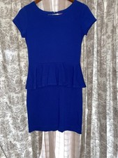 Saks Fifth Avenue Bodycon Dress Black Short Sleeve Stretch Peplum Women Sz S