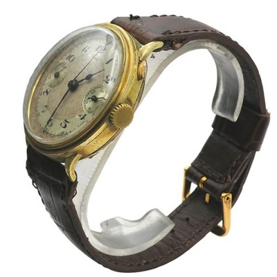 UNVER Vintage Chronograph Watch Valjoux 23 37.5mm Gold Plated Multi Scale Dial