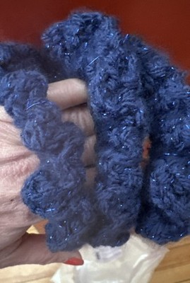Set of 3 Hand Made Crochet Twinkle  Blue Hair Tie, Simple Elegant.  