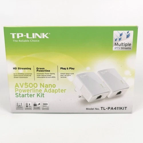 3x TP-Link AV500 Nano Powerline Ethernet Adapter Internet Sharing Plugs Extender
