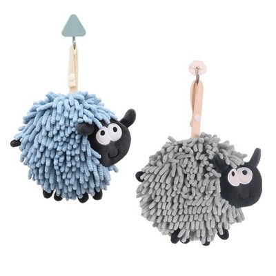 2Pcs Cartoon Sheep Hand Towel Cute Shape Decor Chenille Wipe Hand Ball Super Abs