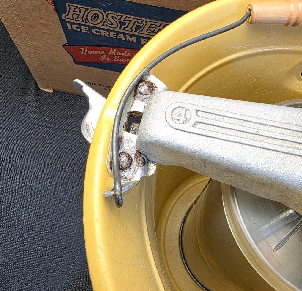 Vintage Hostess Ice Cream Freezer 4 Quart Hand Crank Ice Cream Maker Peerless 