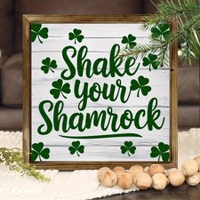St. Patrick's Day Shake Your Shamrock Wood Sign Farmhouse Clover Shamrock Decor