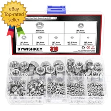 310 Pieces Metric 304 Stainless Steel Hex Nuts Assortment Kit