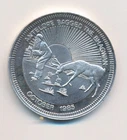 1985 ANTELOPE BAGGED THE BHAGWAN OREGON MINT 1 TROY OUNCE 999 SILVER ROUND