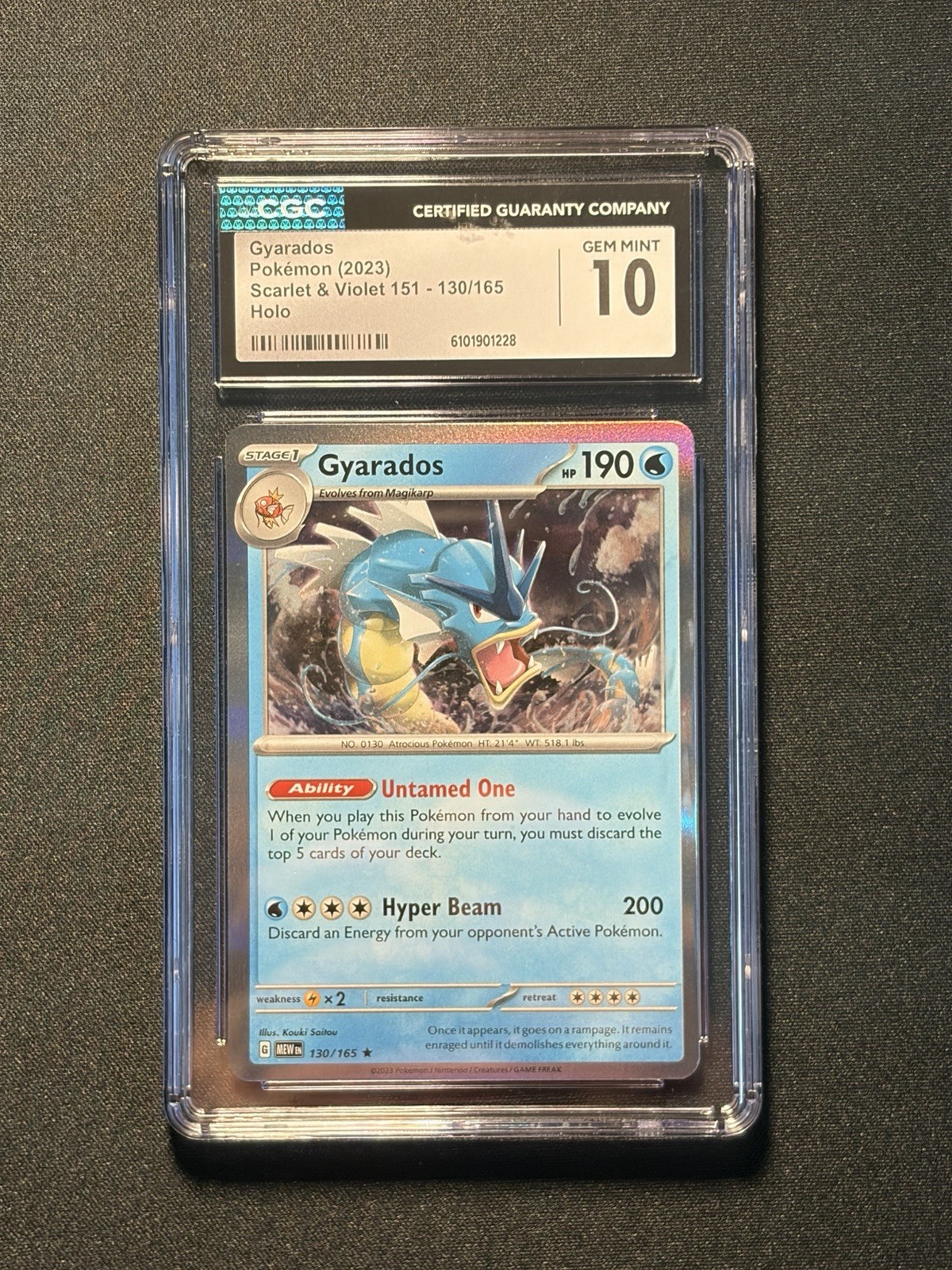 Gyarados Holo 130/165 – Scarlet & Violet 151 – CGC Gem Mint 10 Pokémon Card