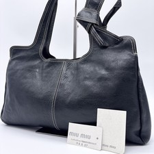 Miu Miu borsa a mano vintage nastro tote bag pelle nera Y2K