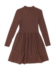 ZARA Womens Long Sleeve Jumper Dress UK 8 Small Brown PM10