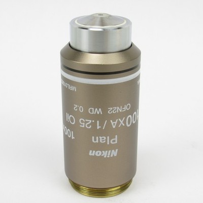 NIKON CFI PLAN 100XA/1.25 OIL WD 0.2 OFN22 ECLIPSE MICROSCOPE OBJECTIVE 100X