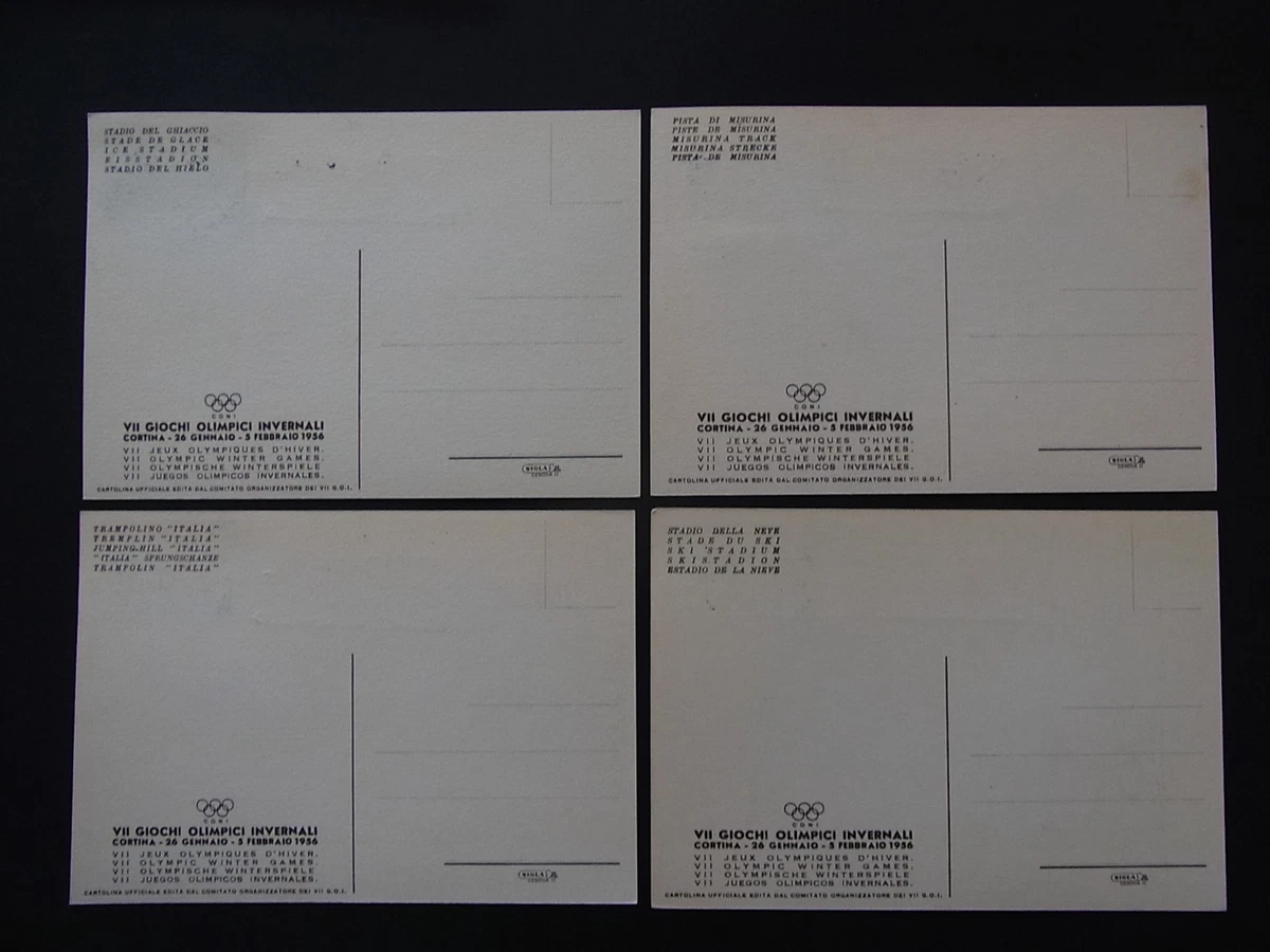 Lot 4 Karten Italien Cortina 1956 Olympia mit Sonderstempeln - b11884
