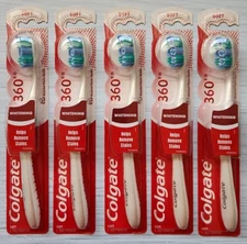 Lot Of 5 Colgate 360 Optic White Toothbrushes  Soft. PAC OF 5 NEW Free Shipping
