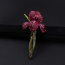 New Fashionable Exquisite Crystal Flower Brooch Women Rhinestone Plant Badge