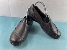 Clarks Womens Shoes brown 7 M Leather Ashland Slip on Comfort Flats Loafers