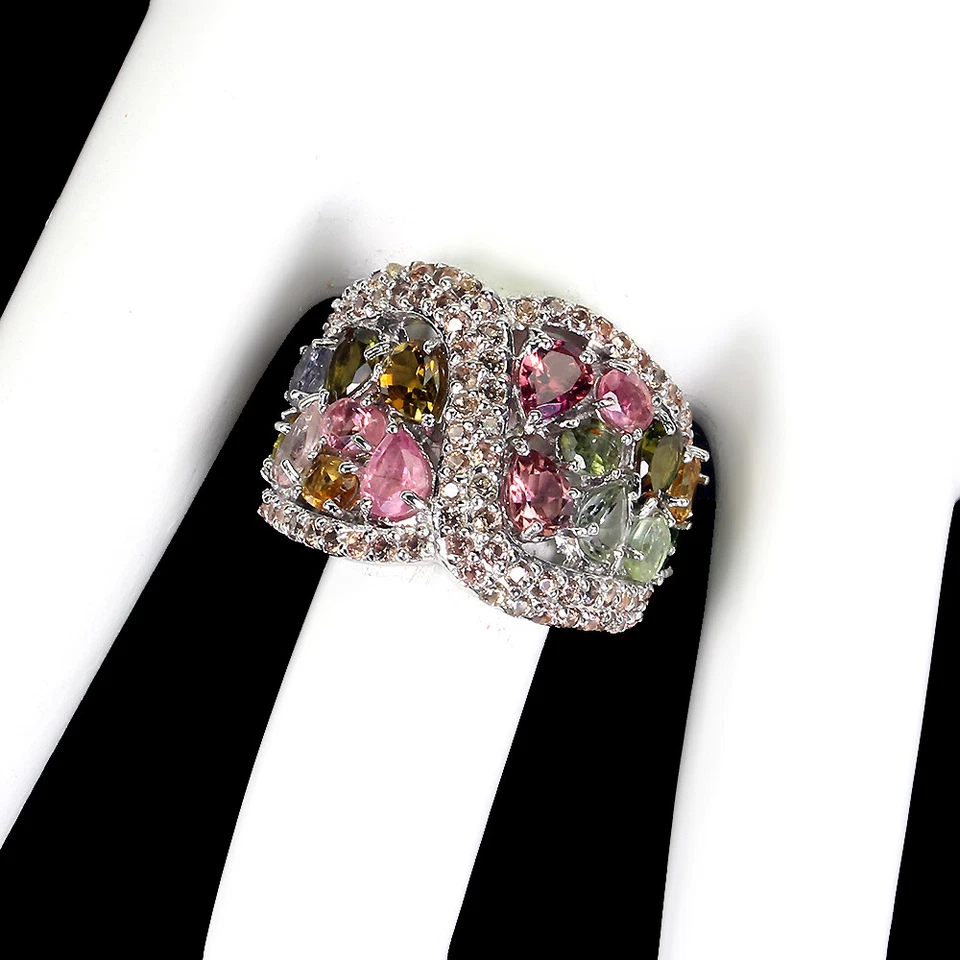 Anel de prata esterlina 925 turmalina de pera 5x4mm joias de pedra preciosa citrina - Imagem 3 de 4