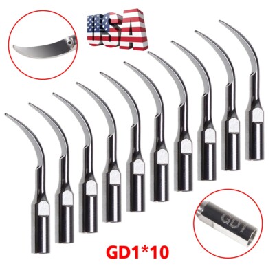 10 Pcs USA Dental Ultrasonic Piezo Scaler Perio Tips GD1 Fit DTE SATELEC