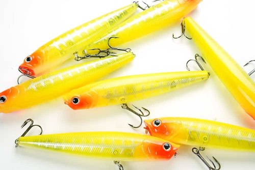 LUCKY CRAFT Gunfish 115NF ~ Ninguna pluma~ - 220 Impact Amarillo (1 cantidad) Topwater. - Imagen 7 de 7