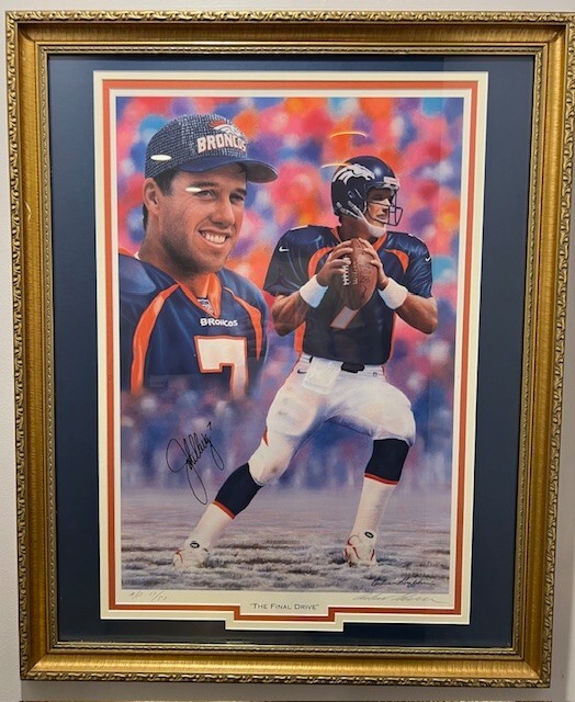 Denver Broncos John Elway Autographed Framed Photo Portrait By