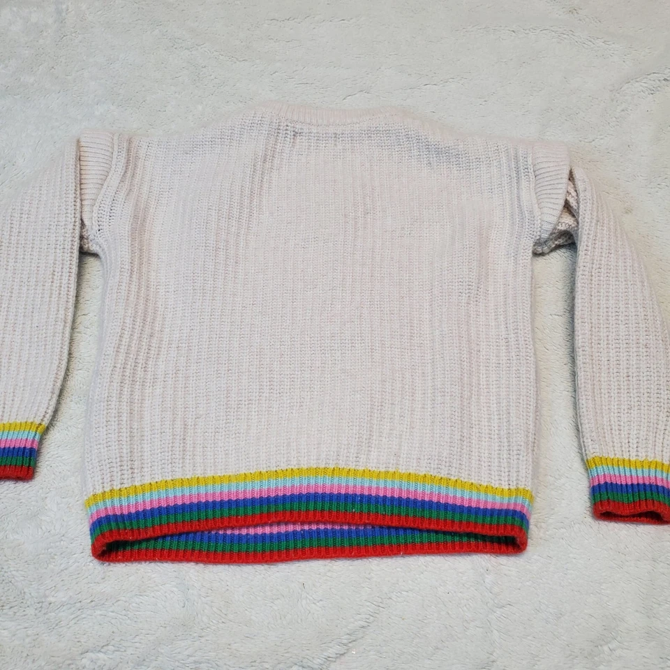 Suéter escolar artístico Boden crema tejido con cable mezcla de lana arco iris Cottagecore 8 9 Foto 4 de 4