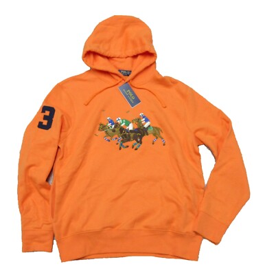 Polo Ralph Lauren Men's May Orange Triple-Pony Graphic Fleece Pullover  Hoodie - Main Image
