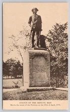 Concord Massachusetts MA Minute Man Statue Patriot Monument 1775 Chrome Postcard
