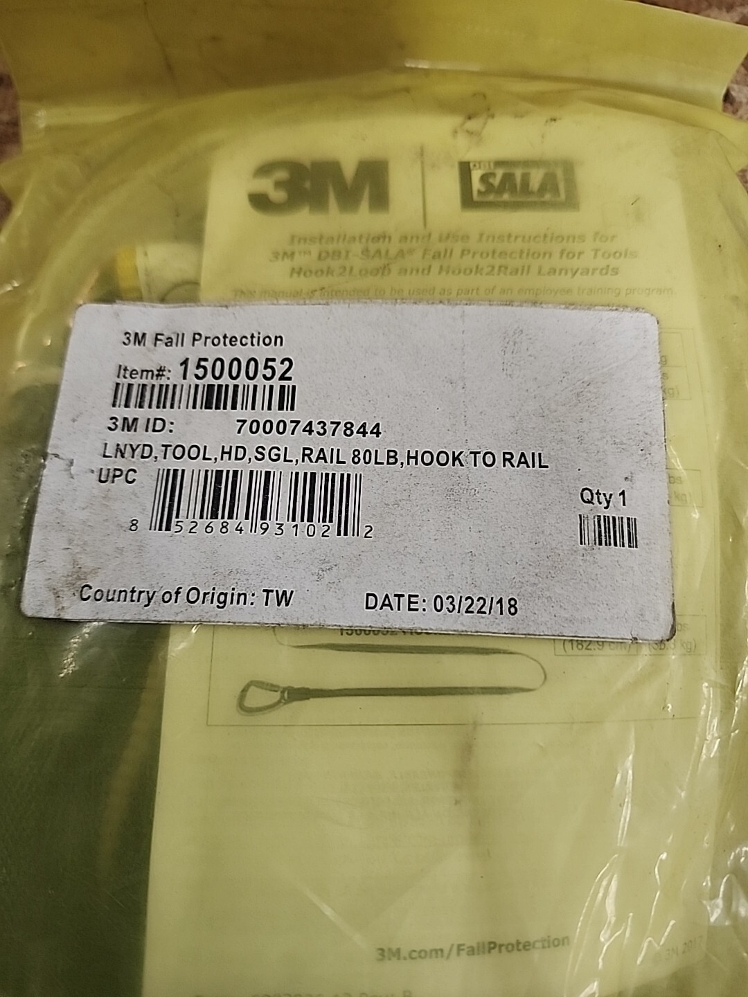 Python Fall Protection Tools 3m - dBi Sala Fall Protection - Python Safety Hook 2 Rail 80lb Tether ...