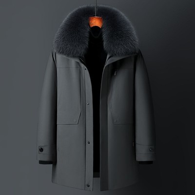 Mens Thicken Down Jacket Short Coat Hooded Real Fox Collar Outwear Zipper Winter