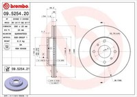 2X Brembo 09.5254.21 Bremsscheibe